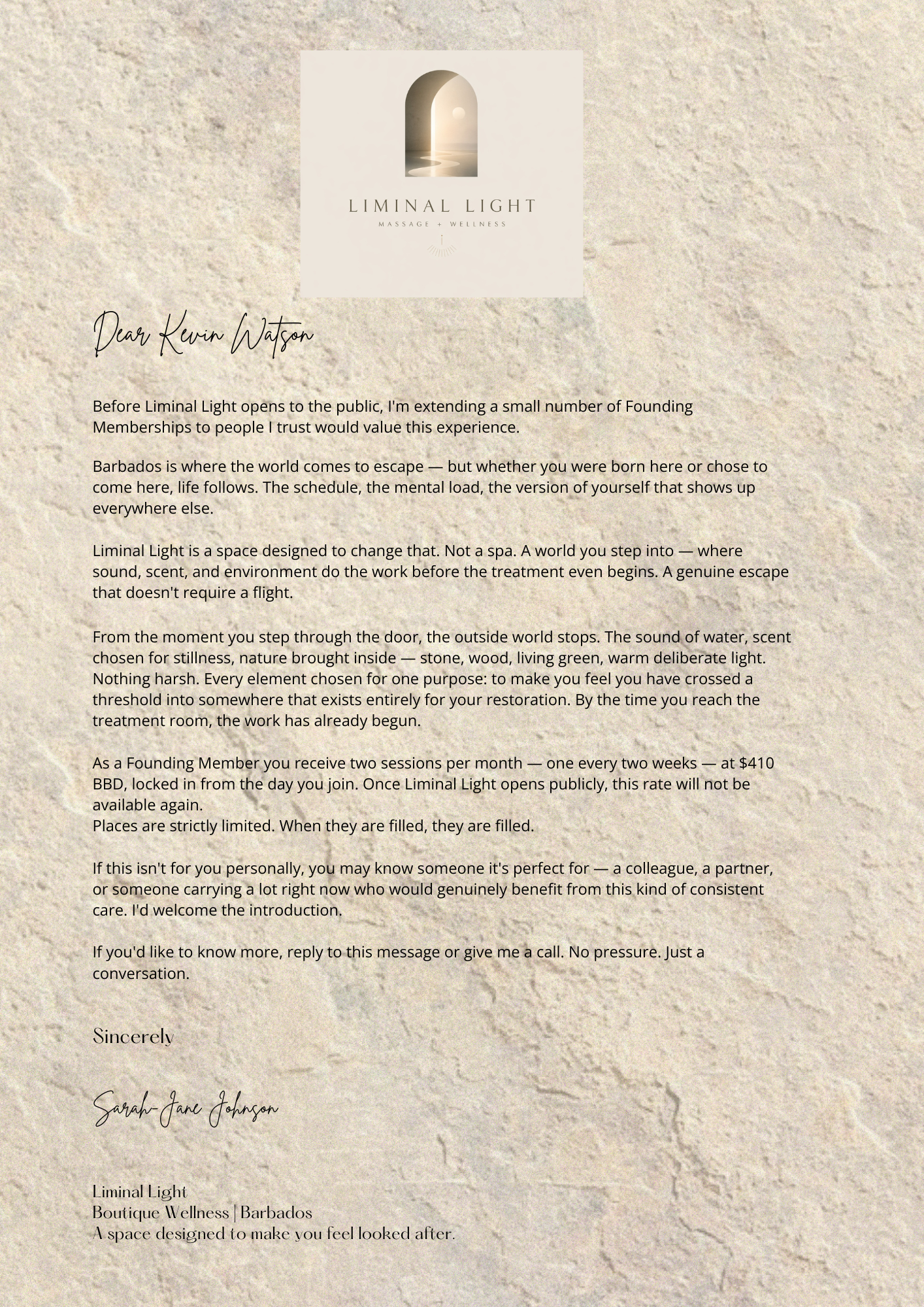 Liminal Light Invitation Letter